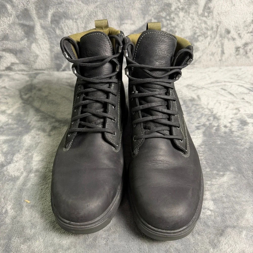 Timberland Mens SZ 9.5 Atwells Waterproof Black Green Leather Rebotl A43UN Boots